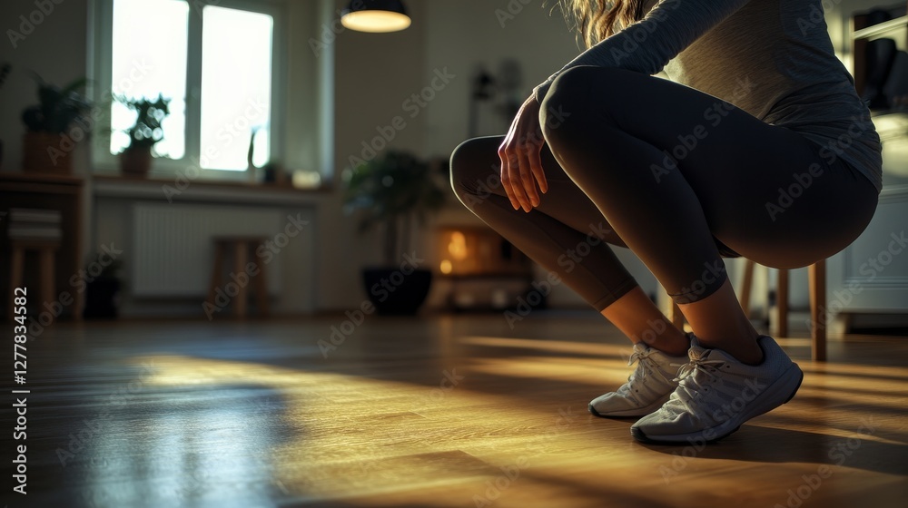 Knee exercises in a cozy fitness space. Featuring recovery and strength Knee exercises in a cozy fitness space. Featuring recovery and strength
