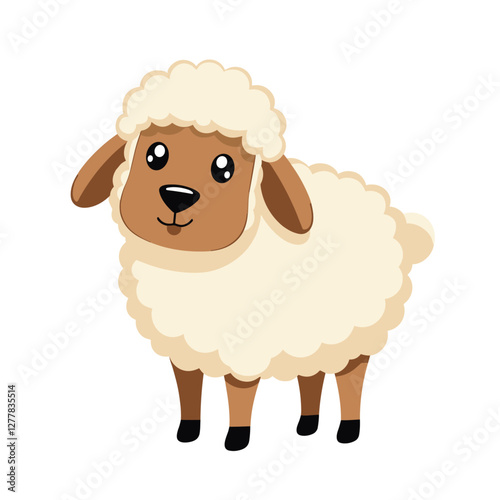 A charming cartoon sheep with fluffy wool perfect for children's illustrations bringing warmth and joy to any project