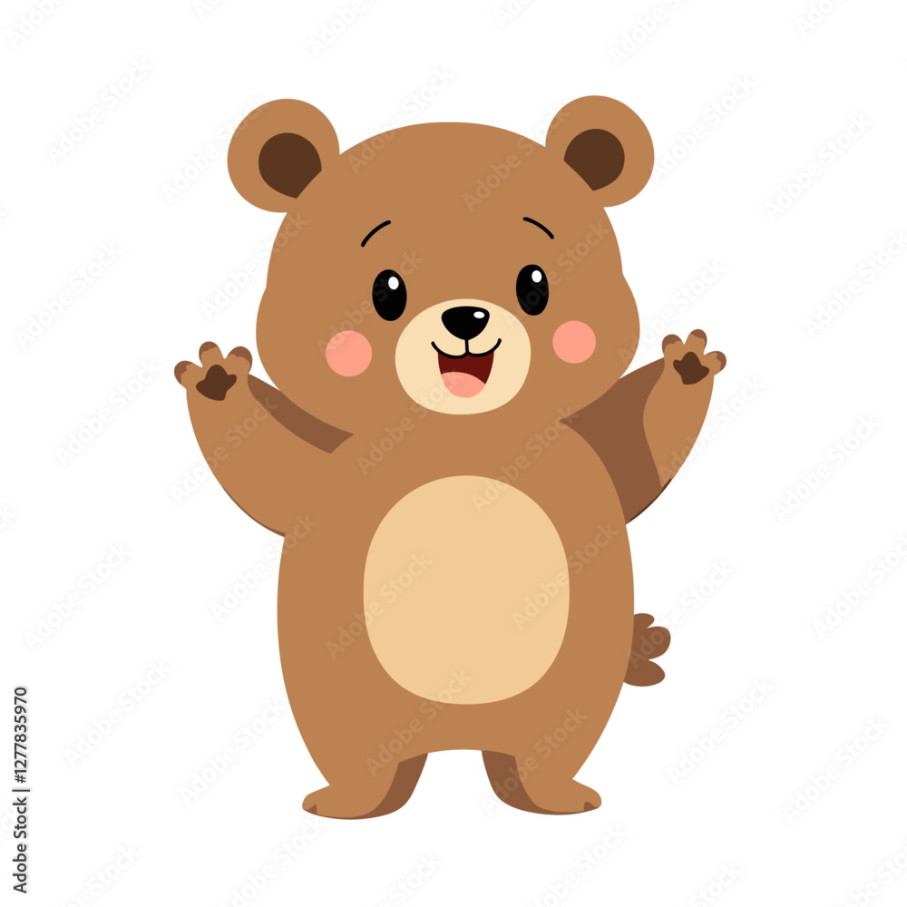 Adorable brown bear with a happy expression perfect for children's illustrations and designs evoking joy and playfulness Adorable brown bear with a happy expression perfect for children's illustrations and designs evoking joy and playfulness