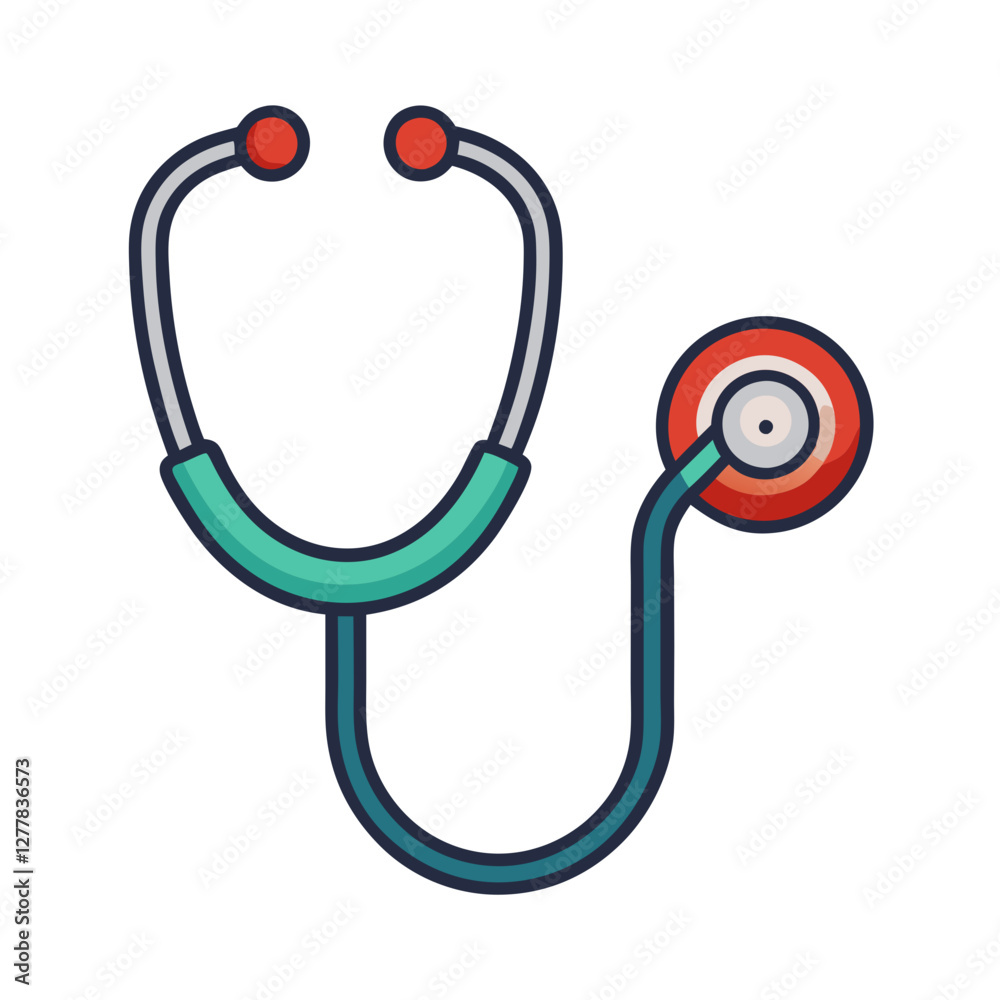 Illustration of a Stethoscope with Colorful Tubing, A vector illustration of a stethoscope with vibrant, colorful tubing and a round chest piece, commonly used in medical examinations.
Illustration of a Stethoscope with Colorful Tubing, A vector illustration of a stethoscope with vibrant, colorful tubing and a round chest piece, commonly used in medical examinations.