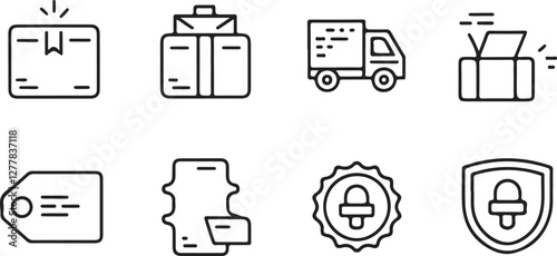 Set of Delivery and Shipping Icons Vector Symbols for Logistics and Package Tracking