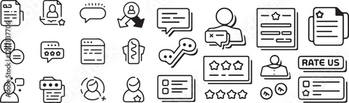 Set of Communication and Customer Feedback Icons  Vector Symbols for Engagement and Interaction