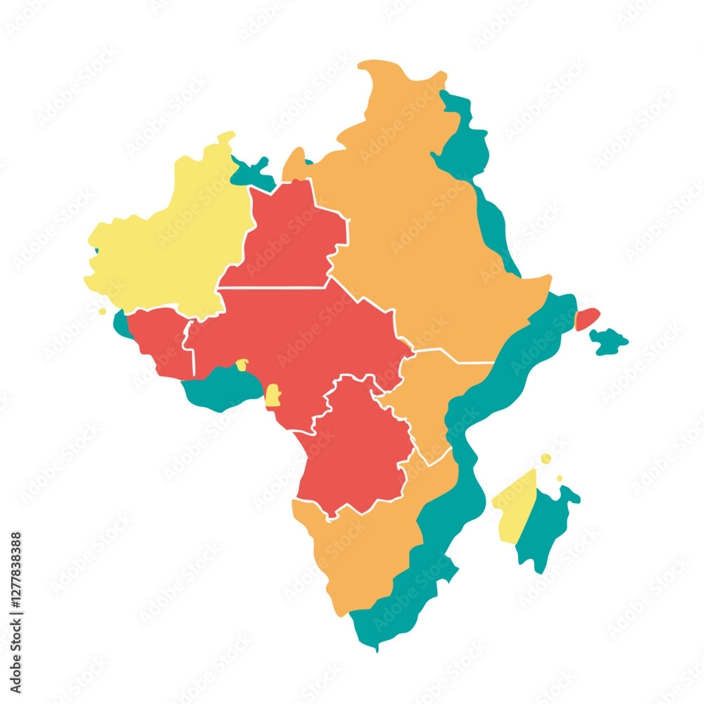 Obraz premium Colorful map regions vector illustration 