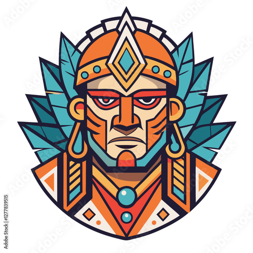 Tribal warrior vector illustration with armor
