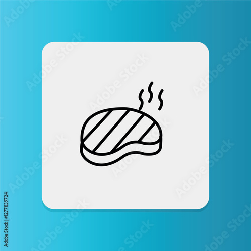 Steak icon. Editable stroke. Vector illustration	
