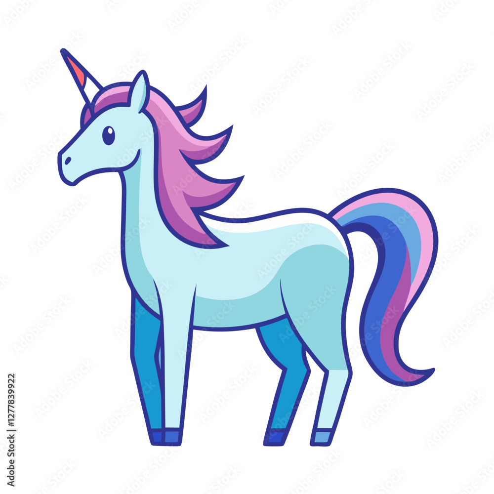 Cartoon Unicorn with Purple and Pink Mane and Tail, A vector illustration of a cute cartoon unicorn with a purple and pink mane, tail, and horn, perfect for children's art and fantasy themes.
Cartoon Unicorn with Purple and Pink Mane and Tail, A vector illustration of a cute cartoon unicorn with a purple and pink mane, tail, and horn, perfect for children's art and fantasy themes.