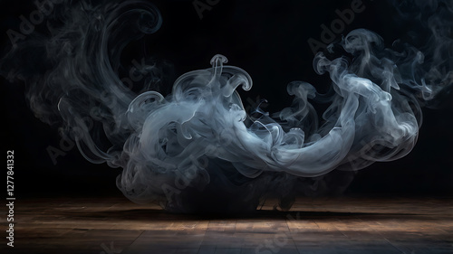 Smooth smoke swirls on a black background with flowing curves and a misty and mysterious texture.

