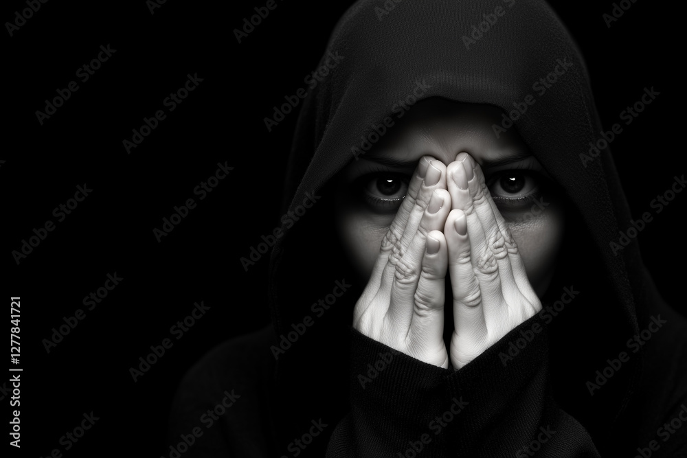 Hidden Face Fear, Anxiety, and Mystery in a Hooded Figure Hidden Face Fear, Anxiety, and Mystery in a Hooded Figure