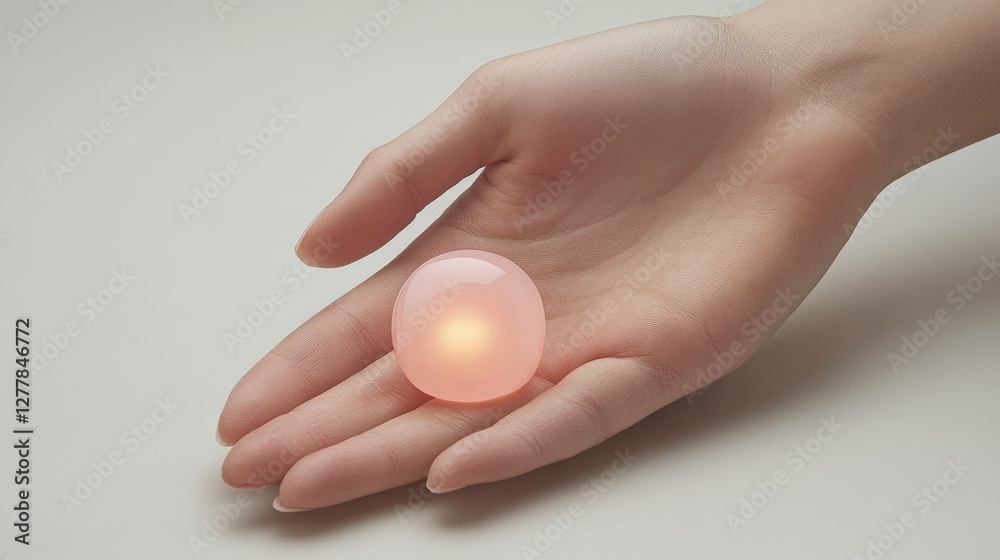 Hand Cradling a Small Glowing Globe Symbolizing Renewal and Hope for a Sustainable Future Hand Cradling a Small Glowing Globe Symbolizing Renewal and Hope for a Sustainable Future