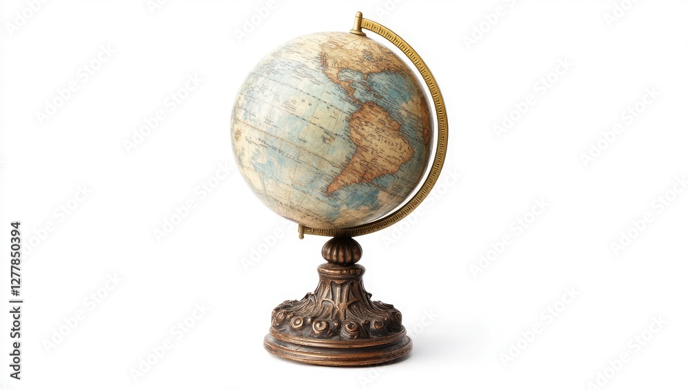 Ornate antique globe on white background Ornate antique globe on white background
