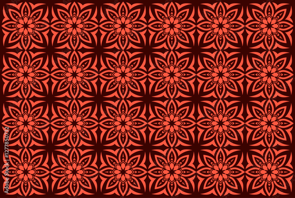 Geometric Tile-Inspired Pattern for Fabric Printing, Ornamental Floral Geometry for Wallpaper Design Geometric Tile-Inspired Pattern for Fabric Printing, Ornamental Floral Geometry for Wallpaper Design
