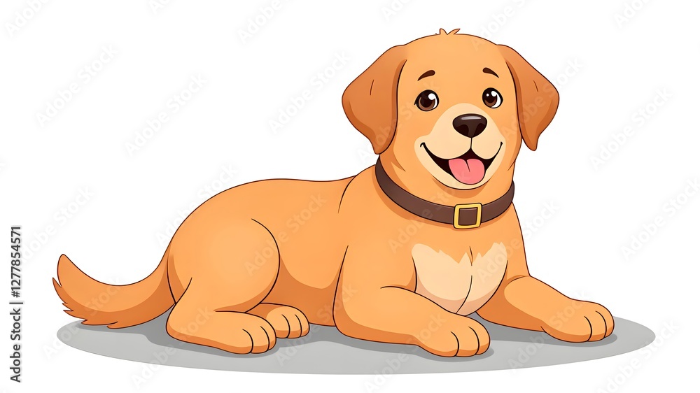 Fototapeta premium Happy time of cartoon golden retriever