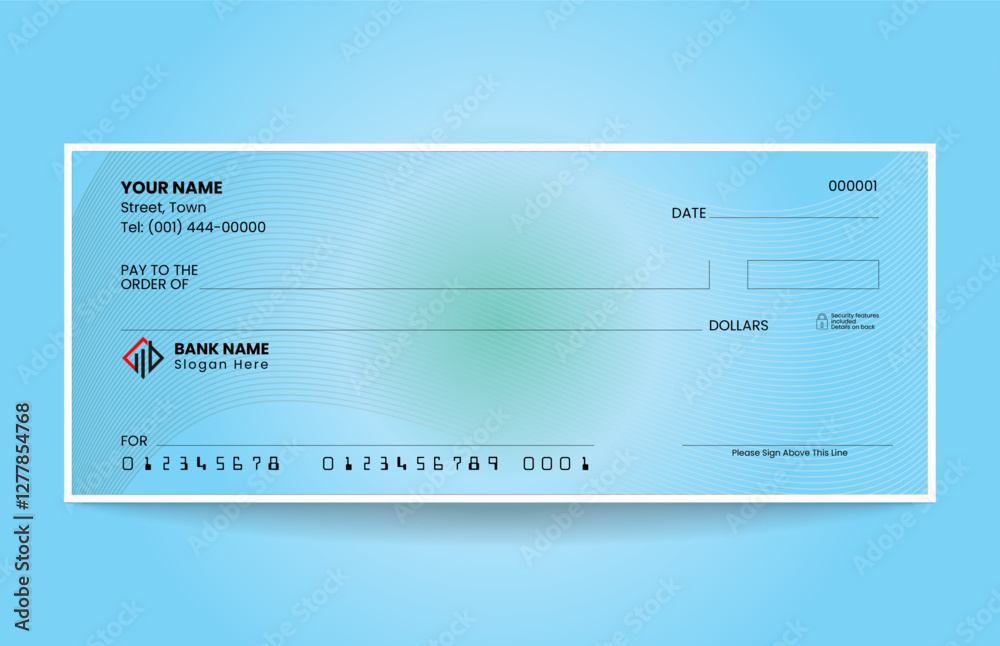 Gradient blank check template, blank check, bank cheque design, vector format Gradient blank check template, blank check, bank cheque design, vector format