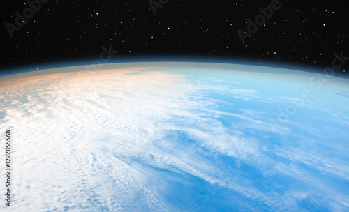 Fototapeta Naklejka Na Ścianę i Meble -  Planet Earth with a spectacular sunset 