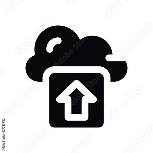 cloud upload glyph icon. Strong and solid vector icon for websites, mobile interfaces, presentations, and visual branding. High quality and easy to edit.