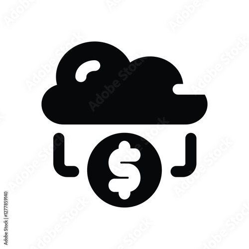 financial cloud glyph icon. Strong and solid vector icon for websites, mobile interfaces, presentations, and visual branding. High quality and easy to edit.