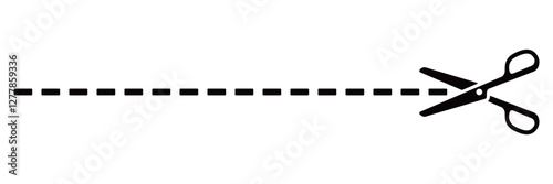 切り取り線とハサミのシンプル素材