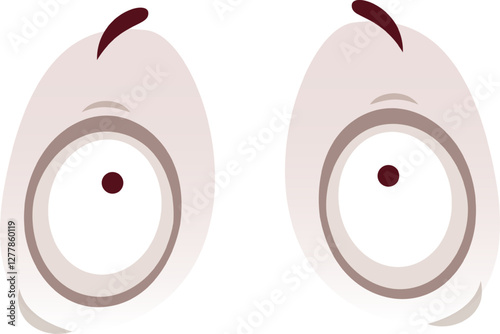 Two large, round cartoon eyes convey a sense of shock or surprise, with raised eyebrows and wide pupils against a white background, creating a humorous and expressive visual