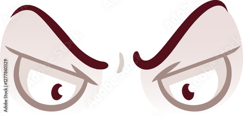 Cartoon eyes expressing anger and suspicion, glancing sideways with raised eyebrows, reflecting a strong sense of disapproval and deep skepticism in a humorous, exaggerated style