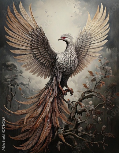 Phoenix rising from gray