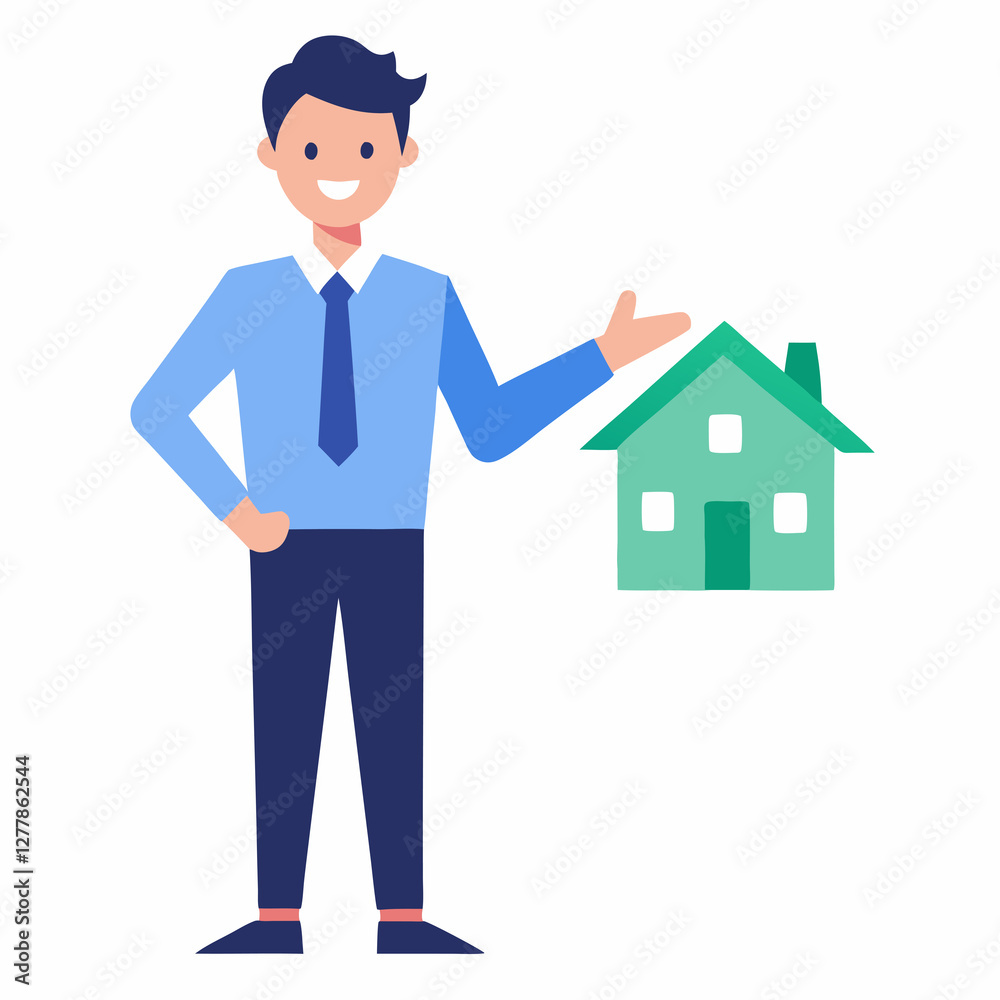Real estate agent investment flat vector illustration on white background Real estate agent investment flat vector illustration on white background