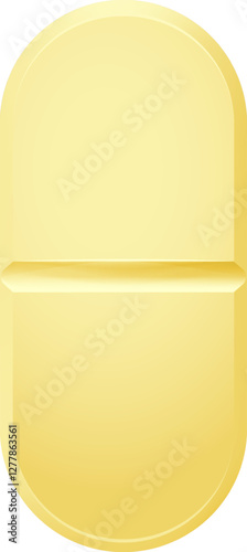 Yellow pill featuring a dividing line across its center, representing a classic image of medication and healthcare, essential for treatment and wellness in pharmaceutical contexts