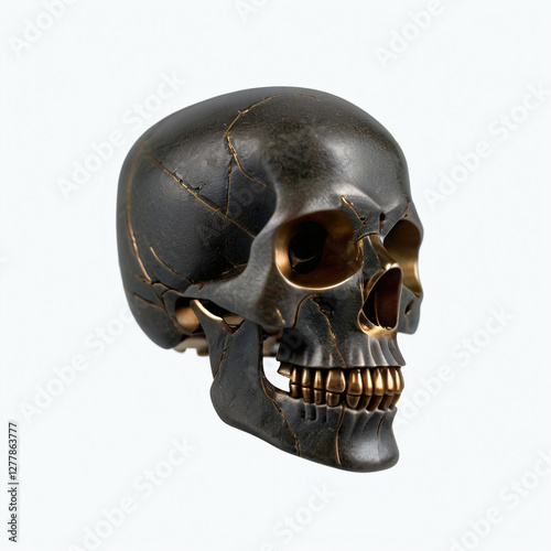 Skull made of stone and met...