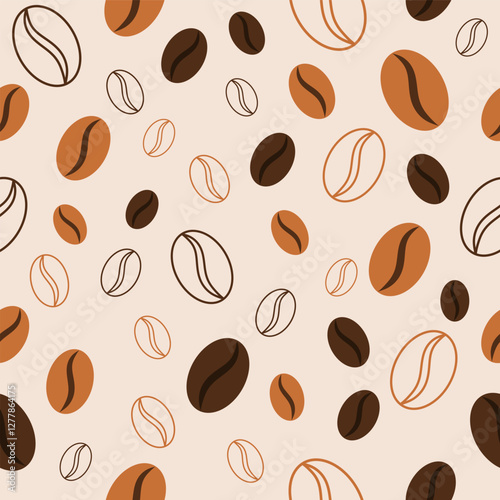 Seamless pattern with coffee beans. Vector illustration. EPS 10