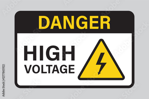 High voltage sign or poster. Caution and danger sign, background template. Horizontal banner.