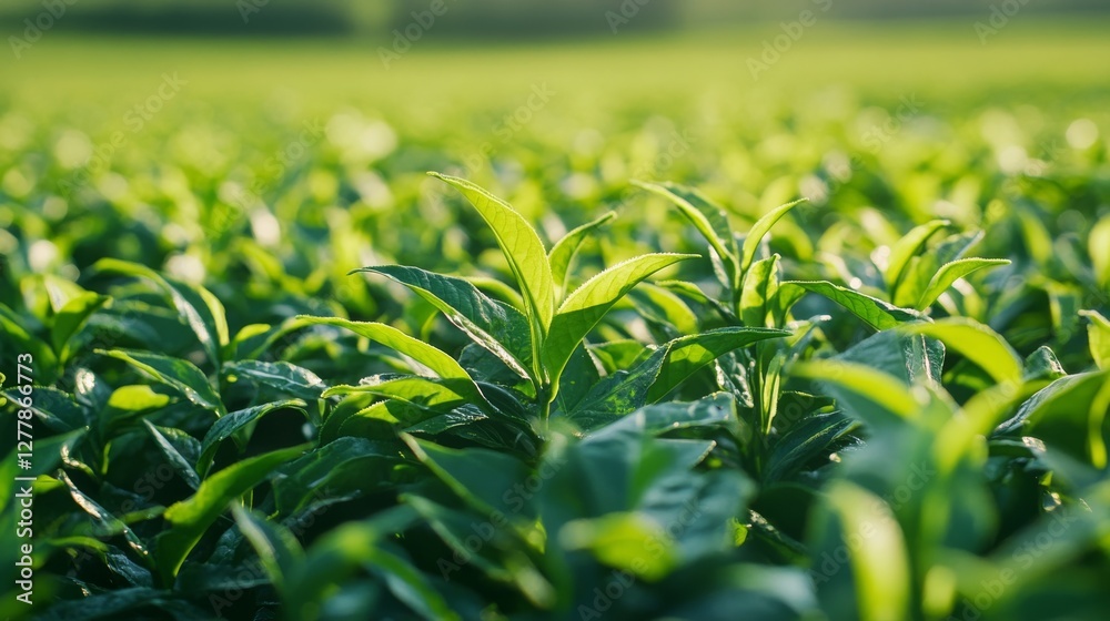 Fototapeta premium A field of green plants with a few leaves visible