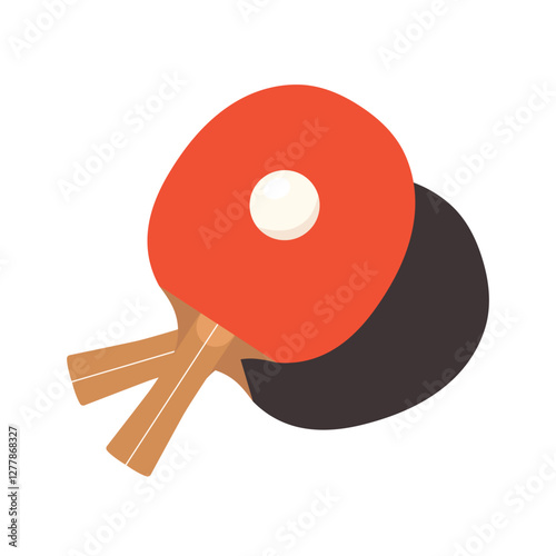 Ping-Pong ball and paddle flat vector illustration. Table tennis template. Sport and recreation, active game concept