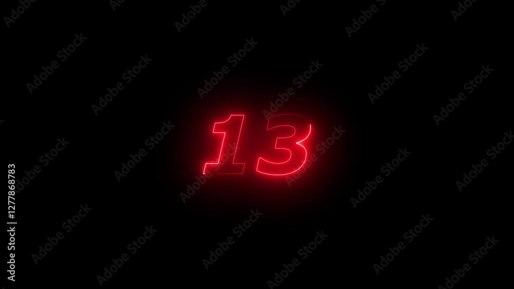 neon text 13 number countdown icon background 4k animation neon text 13 number countdown icon background 4k animation