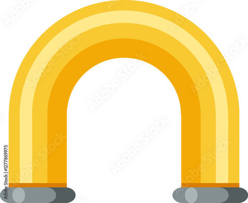 Inflatable golden arch featuring light stripes, positioned on gray bases, forming a welcoming passage against a clean white background, perfect for events and celebrations