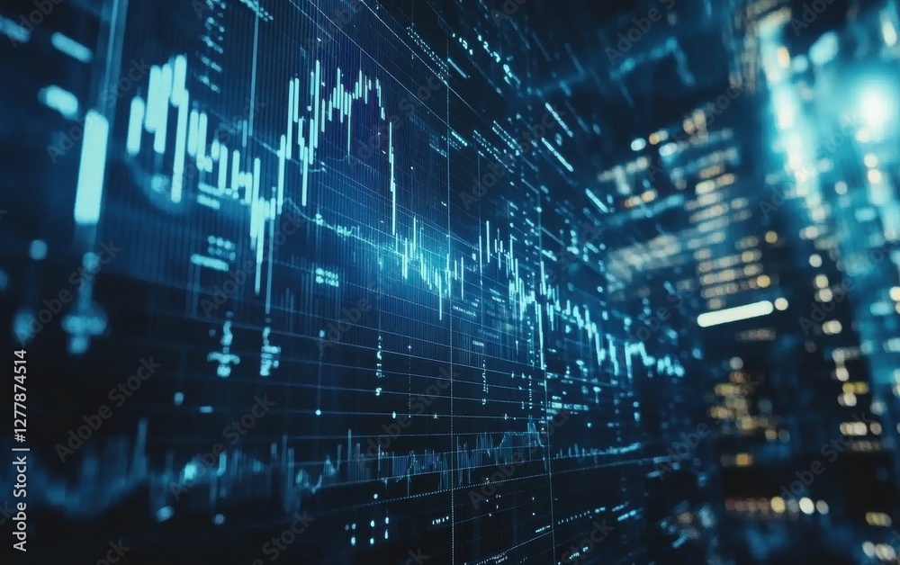 Modern financial chart in abstract futuristic blue tones featuring data visualization Modern financial chart in abstract futuristic blue tones featuring data visualization
