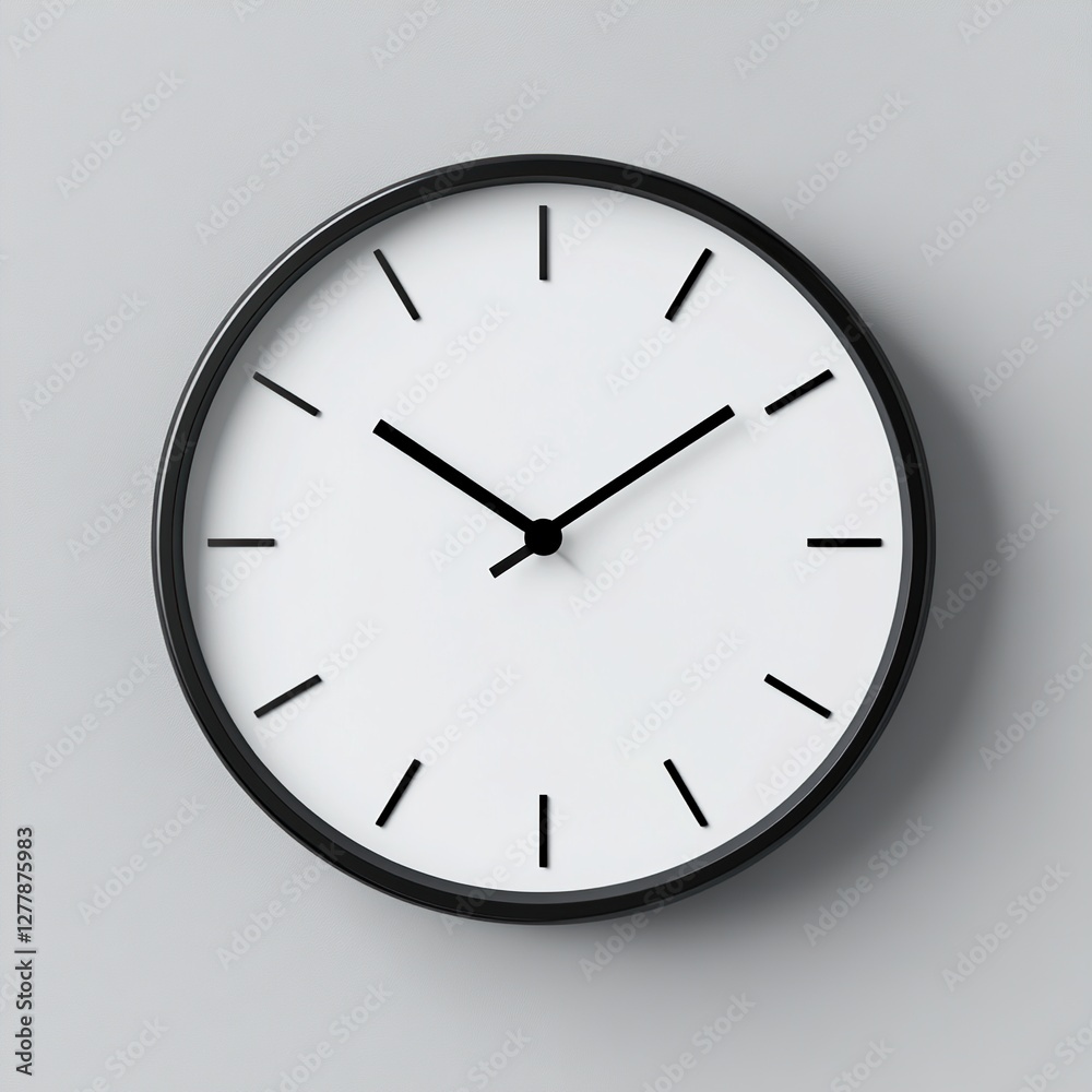 Modern Minimalist Wall Clock Shows Time Accurately and Elegantly on a Grey Wall Modern Minimalist Wall Clock Shows Time Accurately and Elegantly on a Grey Wall