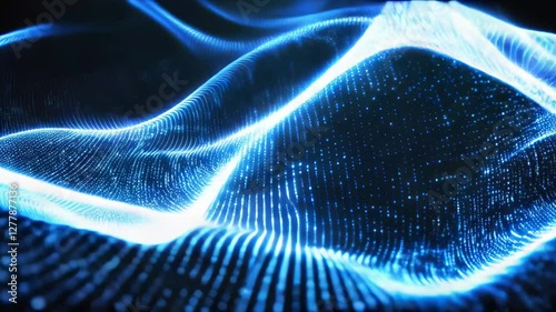 Firefly beautiful abstract wave technology background with blue light digital effect corporate concept