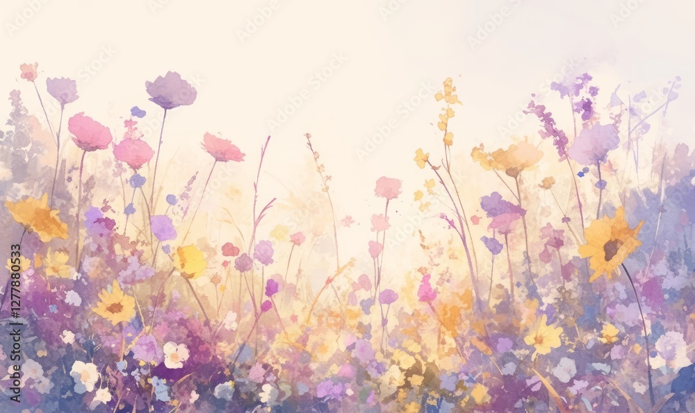 Obraz premium meadow flowers on the edge of the frame for booklets and frames.