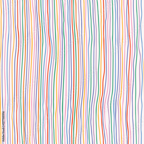Colorful stripes seamless background, Hand drawn brush strokes