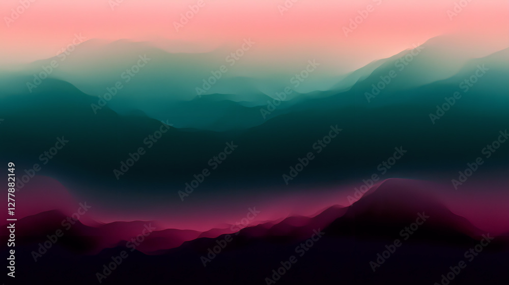 Fototapeta premium Vibrant Gradient Abstract Background with Blurred Green and Pink Hues – Modern Digital Art, Soft Glow, and Atmospheric Light Effects for Websites, Graphics, and Creative Design Projects