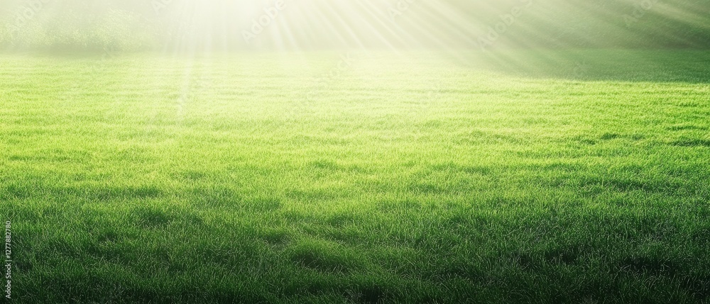 Obraz premium A field of grass with the sun shining on it