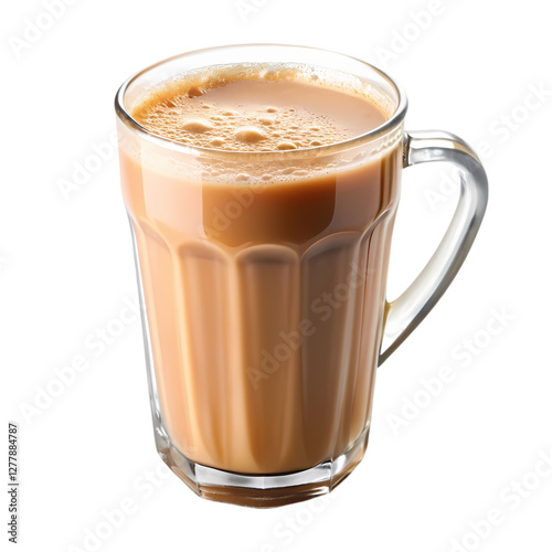 Refreshing iced teh tarik in a glass mug perfect for a hot day delicious on transparent background