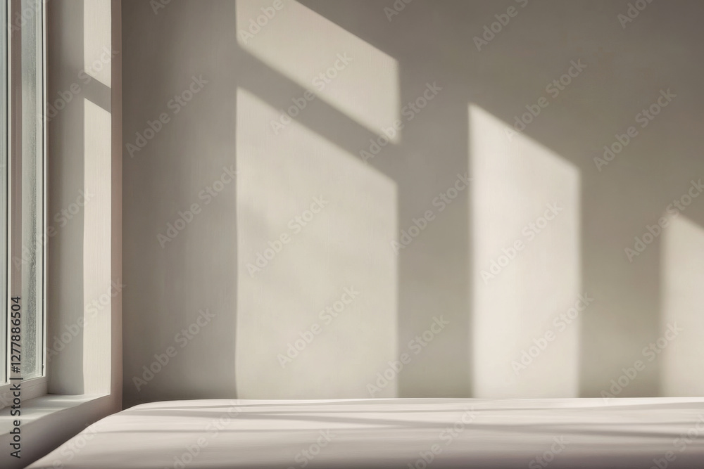Fototapeta premium Soft shadows on a minimalist room with natural light in the afternoon