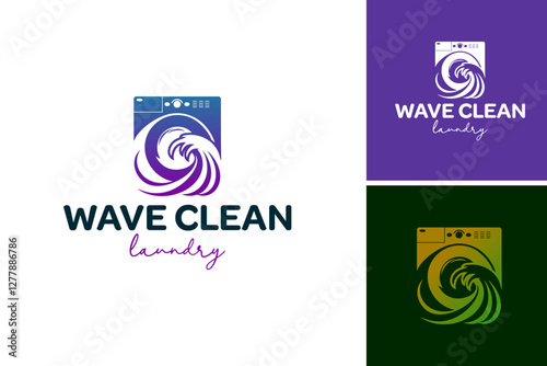 This logo symbolizes cleanliness and efficiency, ideal for laundry services or appliance brands. It represents the fusion of technology and the refreshing power of water. EPS Layered File