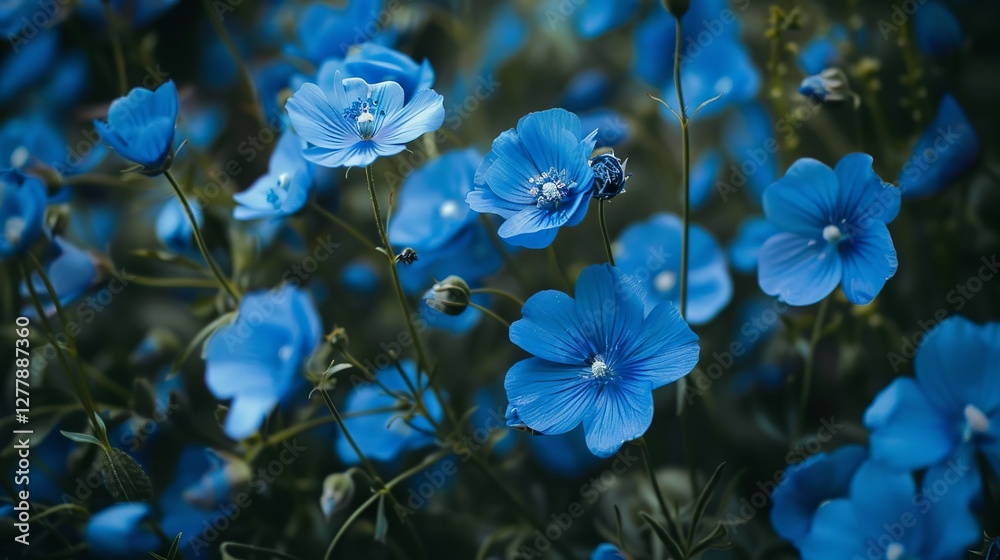 Captivating blue flax flowers in bloom: a serene display of natural beauty and botanical elegance