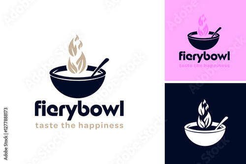 The "Fiery Bowl" logo represents warmth and deliciousness, making it ideal for restaurants or food brands specializing in hearty meals. EPS Layered File