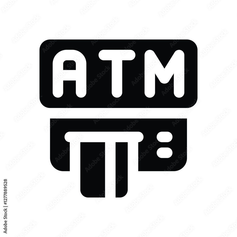 atm glyph icon. Strong and solid vector icon for websites, mobile interfaces, presentations, and visual branding. High quality and easy to edit.