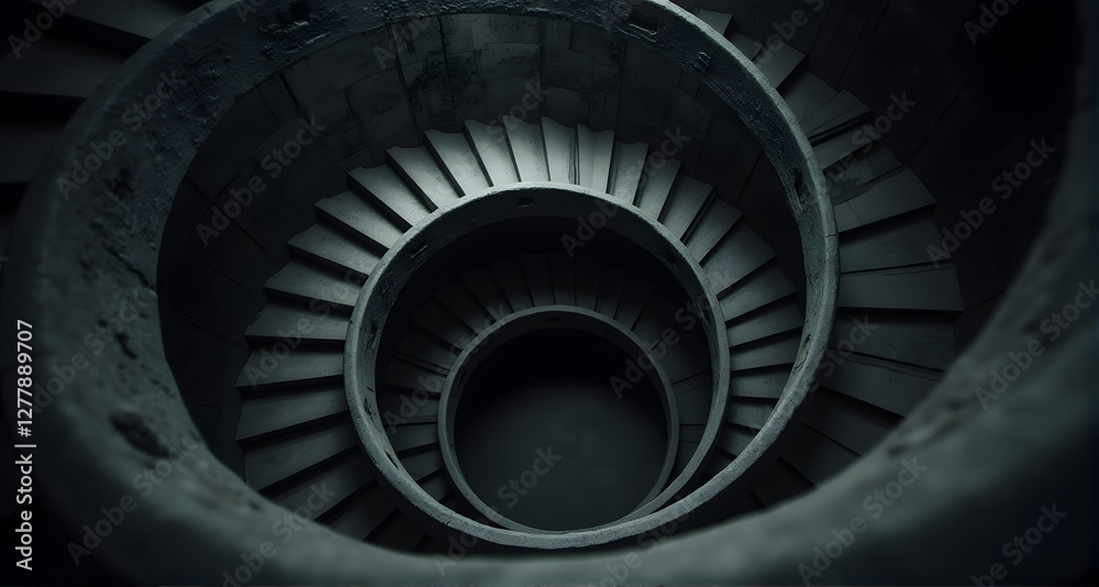 Fototapeta premium Dark Concrete Spiral Staircase