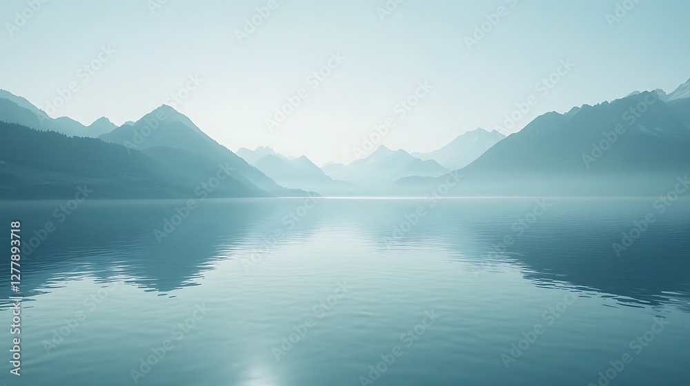 Serene Mountain Lake Peaceful Landscape Scene Serene Mountain Lake Peaceful Landscape Scene