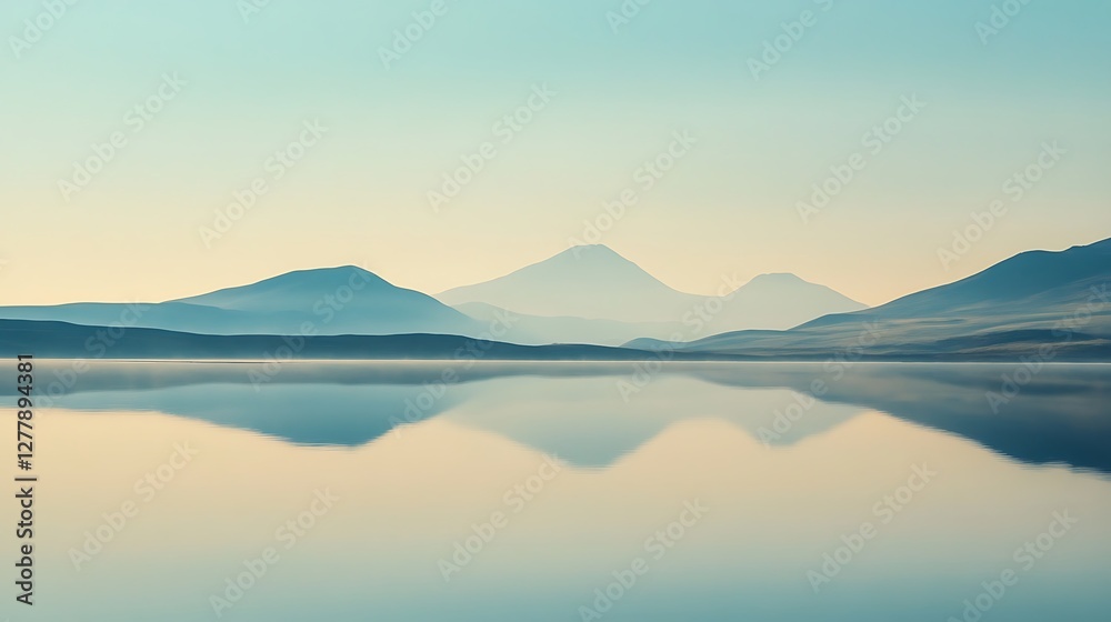 Fototapeta premium Serene Mountain Lake Reflection At Dawn