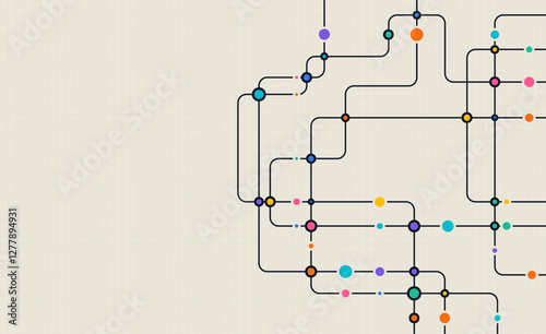Circuit connect lines and dots. Network technology and Connection concept. Decentralized network nodes connections